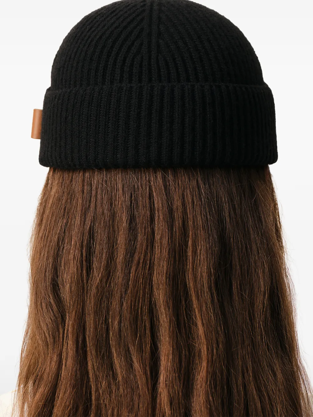 AMI Paris Wollen muts met leren label Zwart
