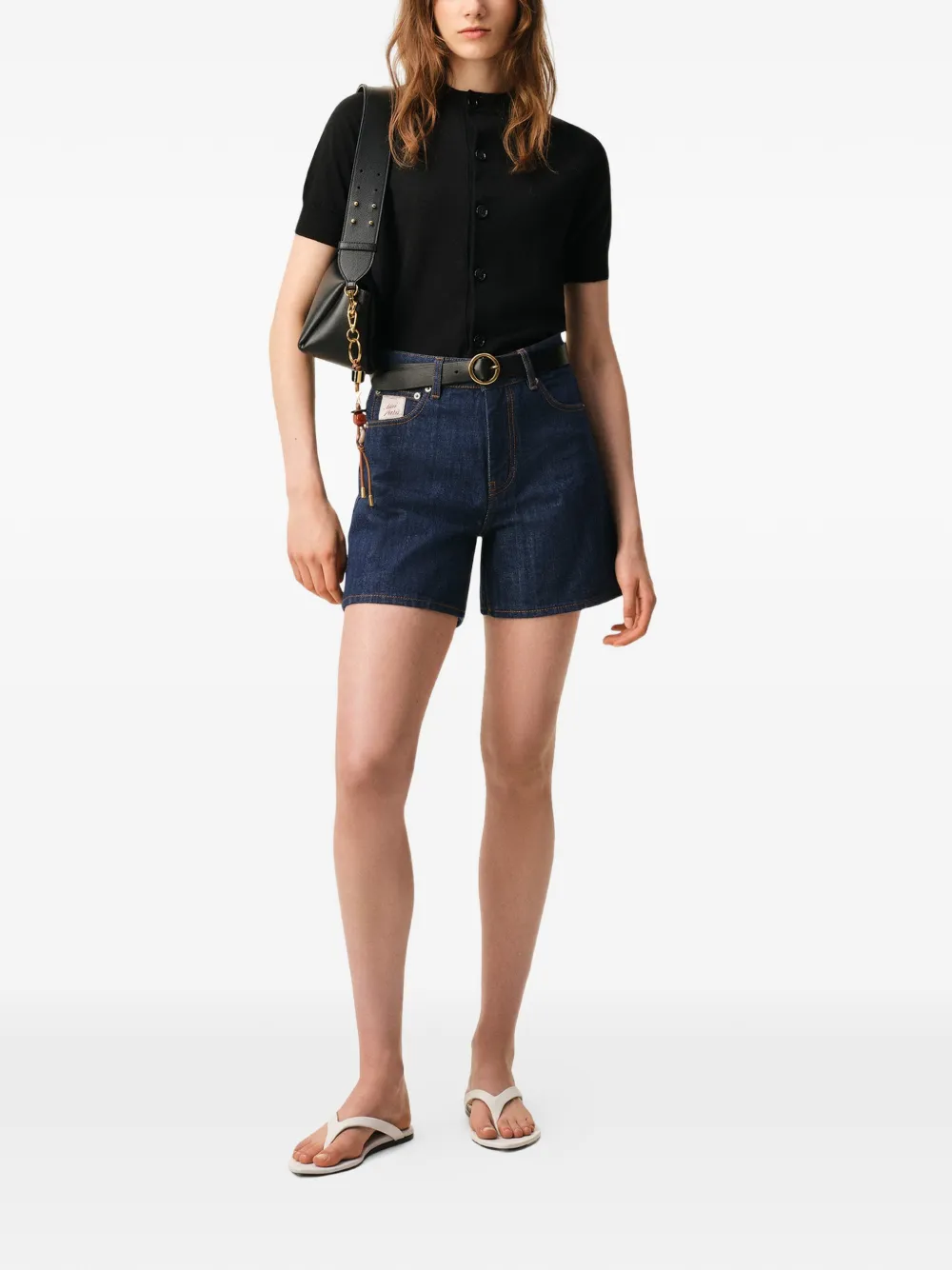 AMI Paris Denim shorts met vijf zakken en label - Blauw