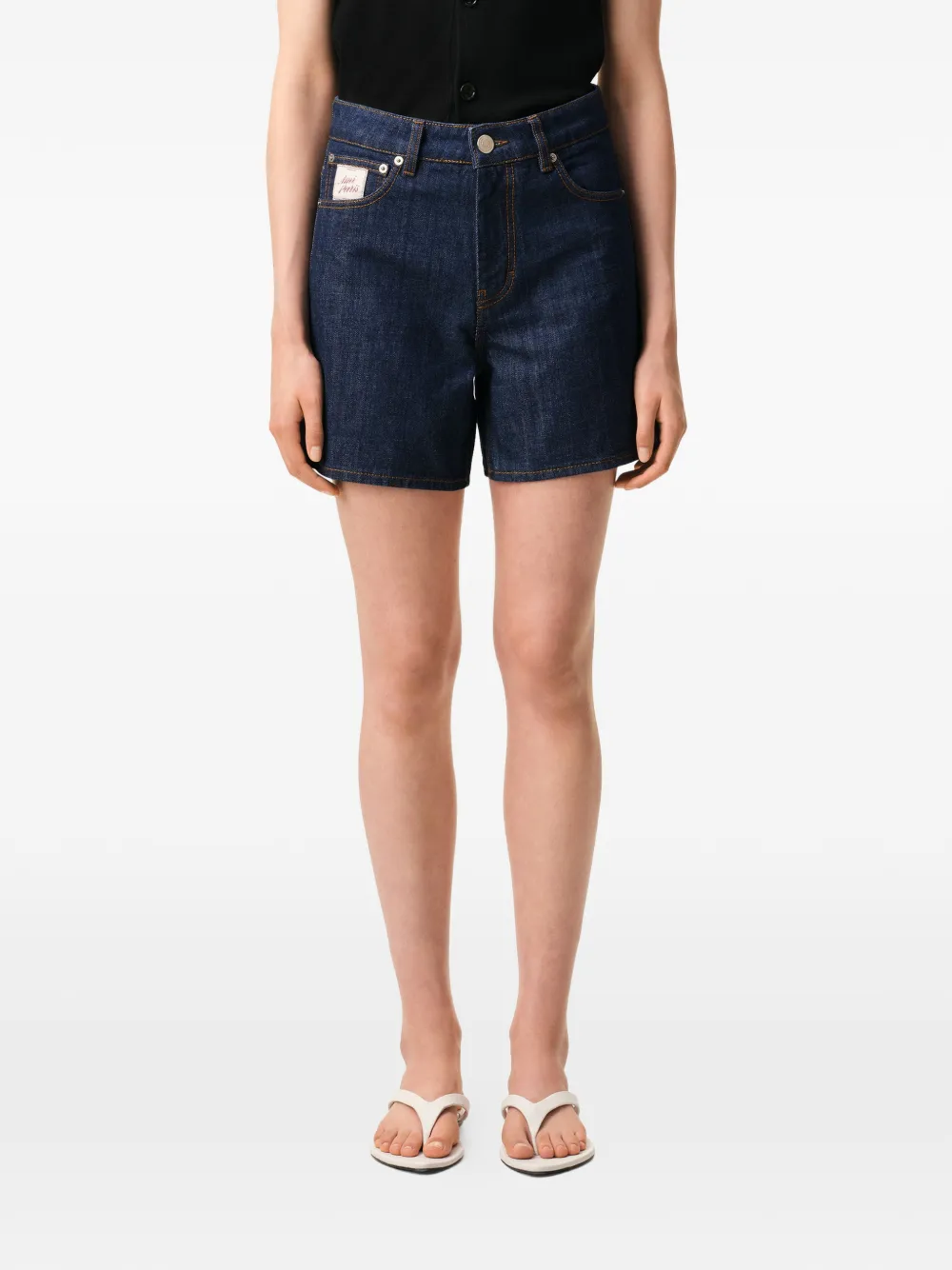 AMI Paris Denim shorts met vijf zakken en label Blauw