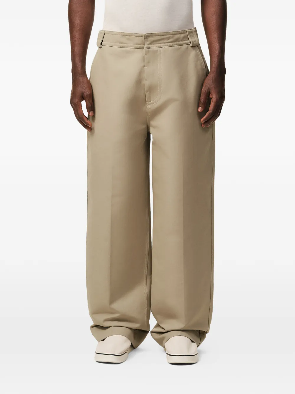AMI Paris Baggy gabardine broek Beige
