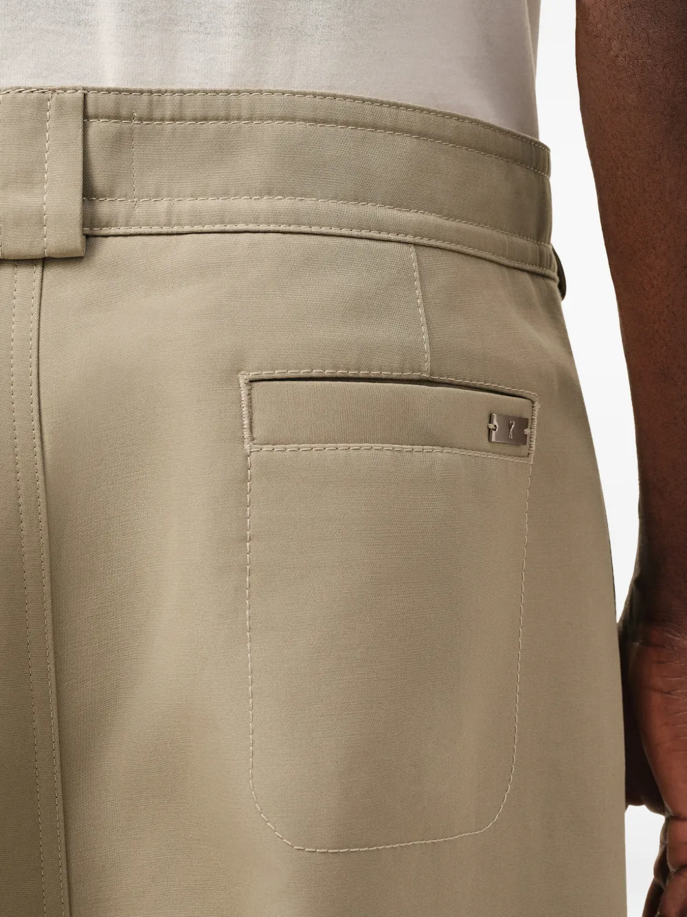 AMI Paris Baggy gabardine broek Beige
