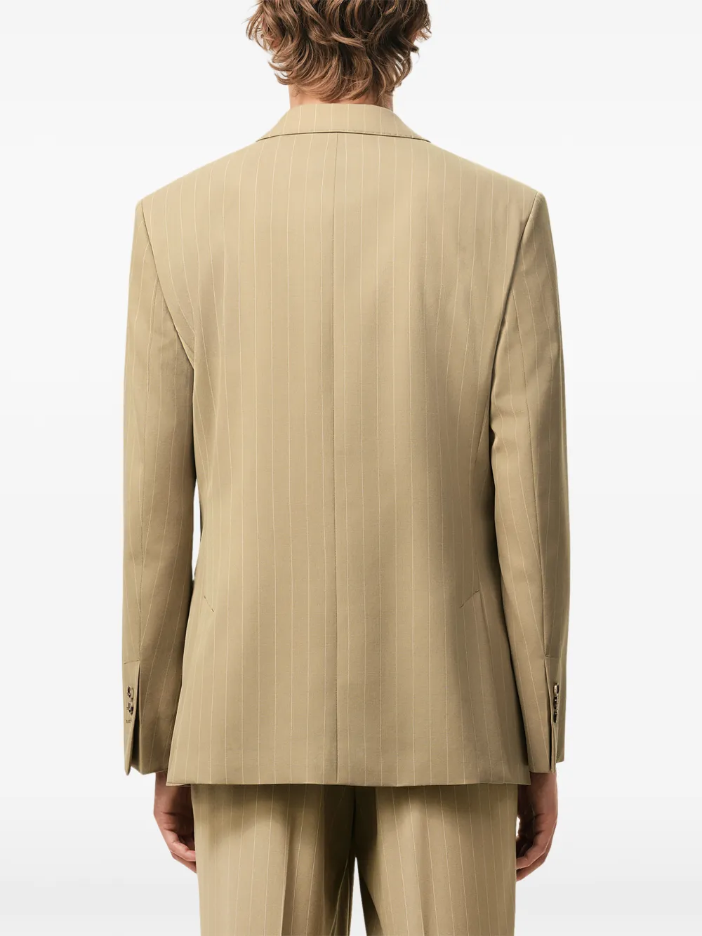 AMI Paris Gestreept jack met enkele rij knopen Beige