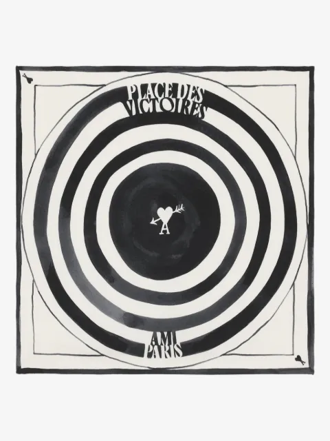 AMI Paris Place des Victoires printed silk scarf
