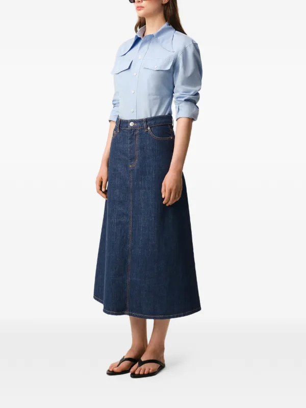 AMI Paris Midi Raw Denim Skirt | Blue | FARFETCH