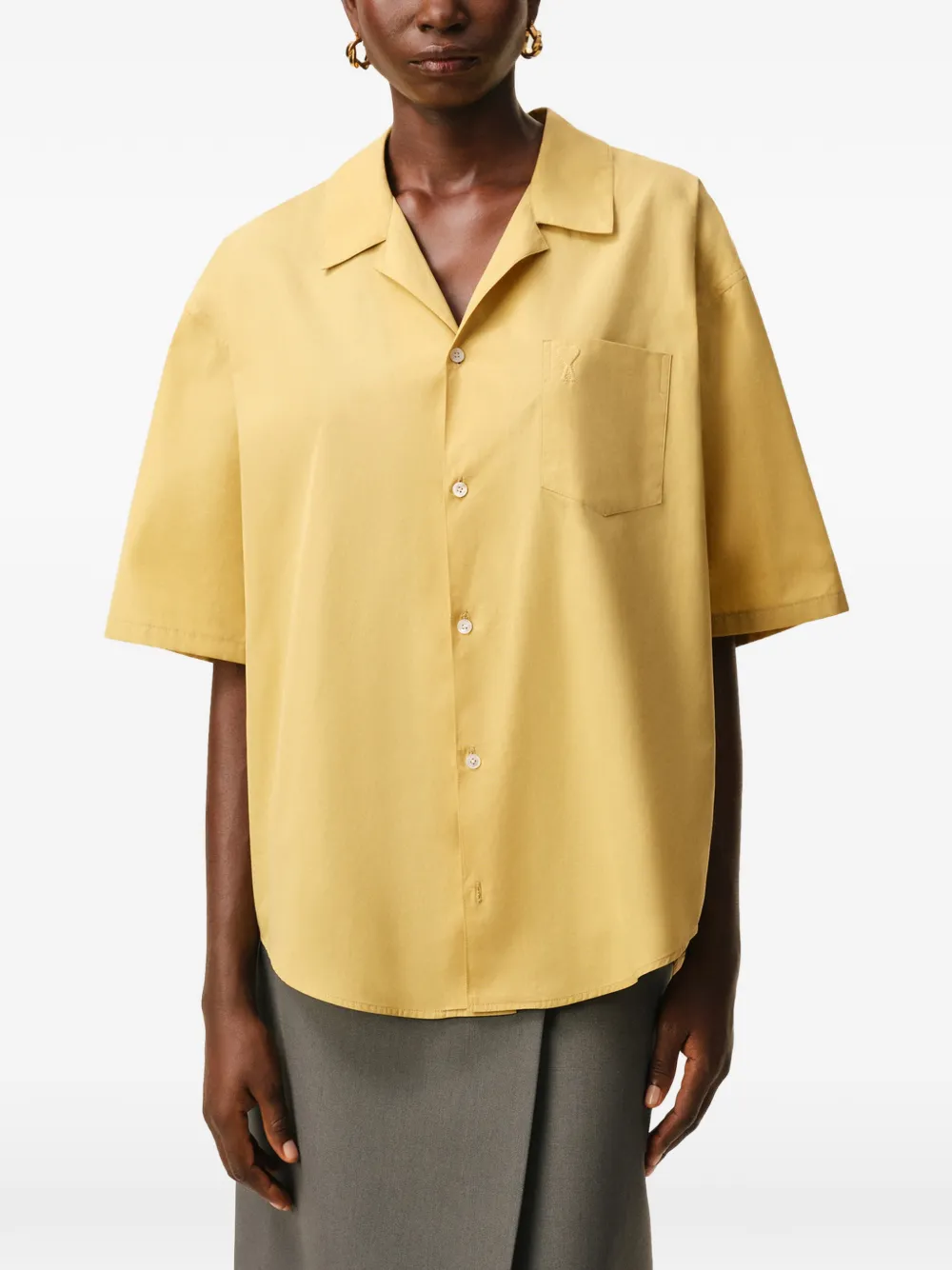 AMI Paris Ami De Coeur shirt met campkraag Geel