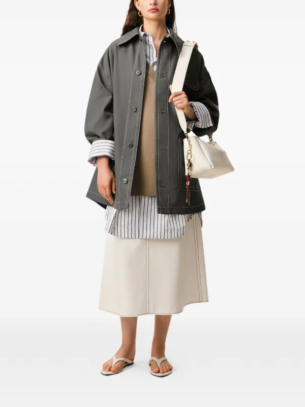 AMI Paris patch-pocket Topstitch Worker Jacket | Grey | FARFETCH