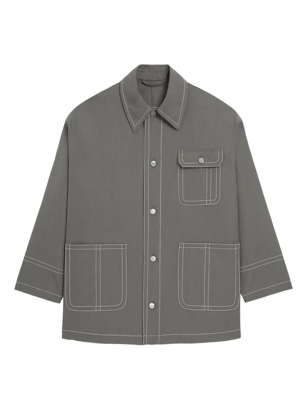 AMI Paris Workwear-Jacke mit aufgesetzten Taschen - Grau