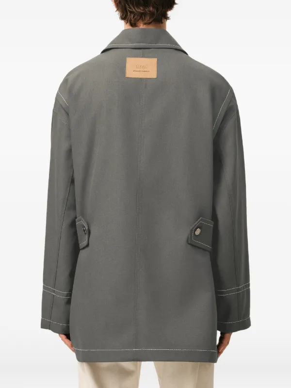 AMI Paris patch-pocket Topstitch Worker Jacket | Grey | FARFETCH