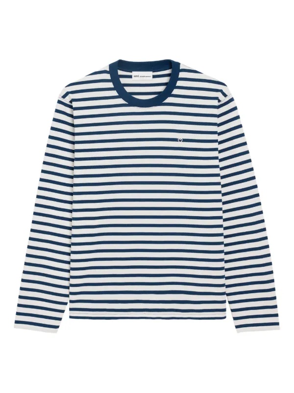 Ami Paris Ami De Coeur Striped T-shirt in White
