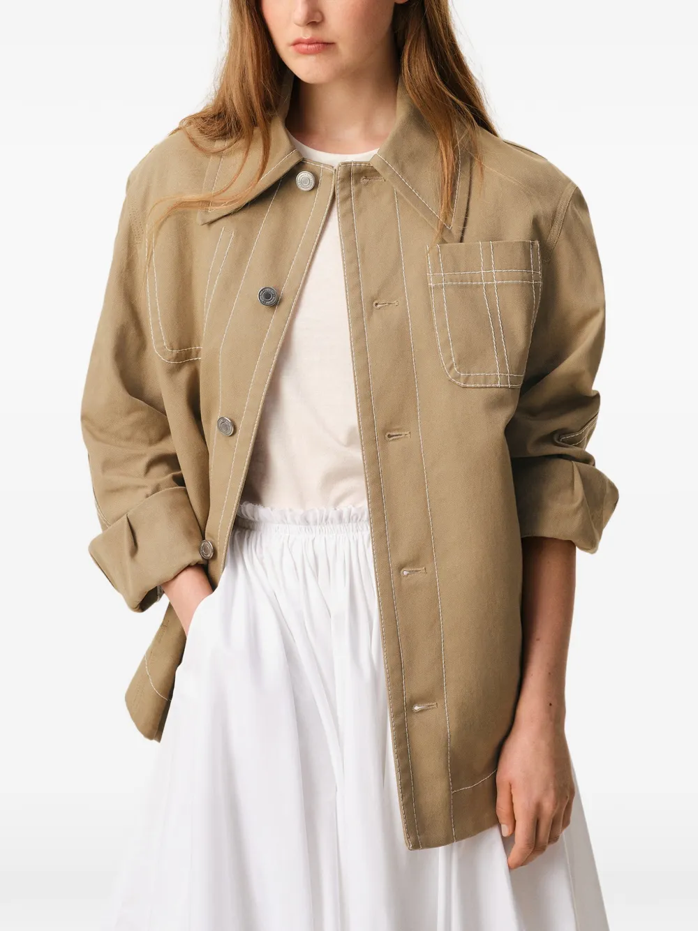  Ami Paris Buttoned Worker Jacket - Neutrals 