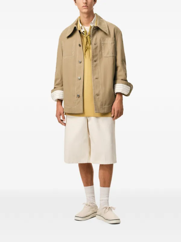 ami paris ベージュ シャツジャケット S AMI Paris Buttoned Worker Jacket | Neutrals | FARFETCH