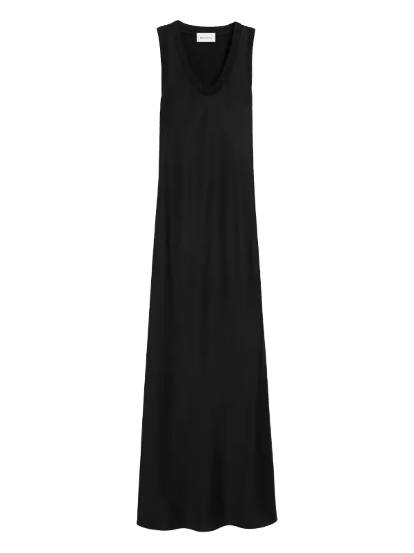 Ami Paris Satin Maxi Tank Dress in Black