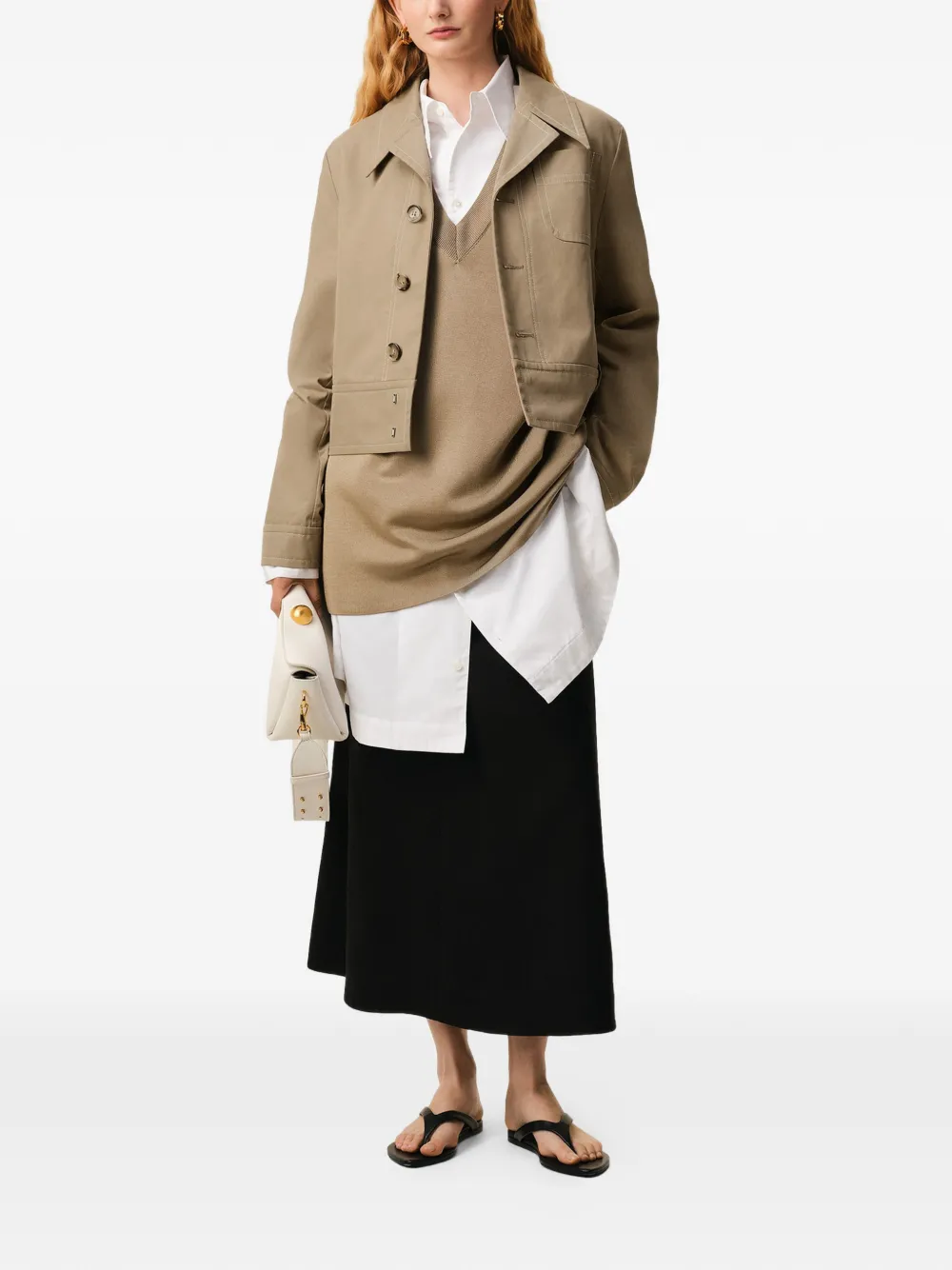  Ami Paris Buttoned Cropped Jacket - Neutrals 