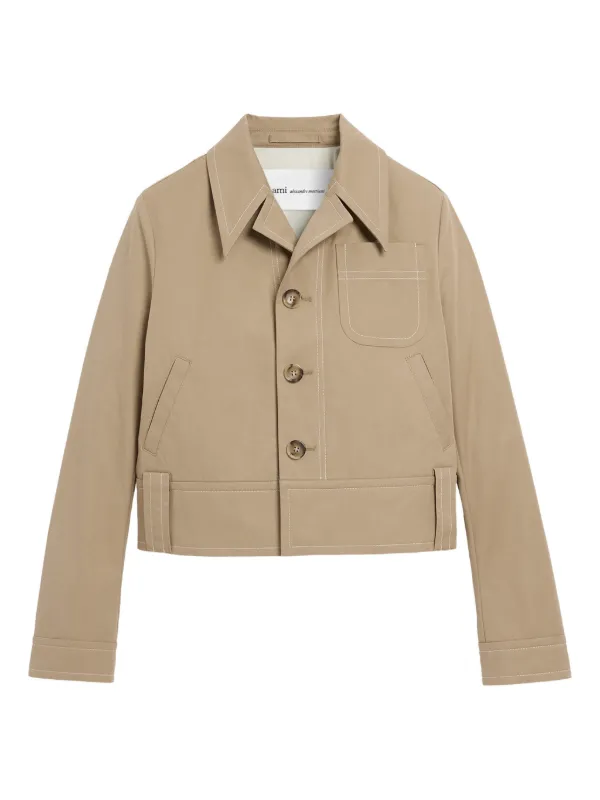Ami Paris Beige Cotton Buttoned Jacket in Neutrals
