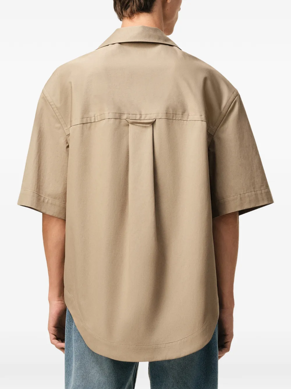 AMI Paris Shirt met korte mouwen en campkraag Beige