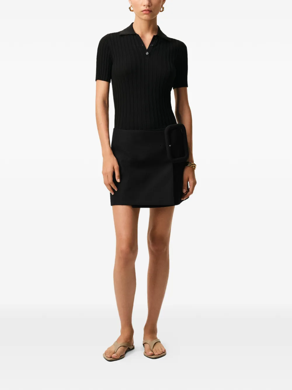 AMI Paris Mini-rok met gesp en ceintuur Zwart