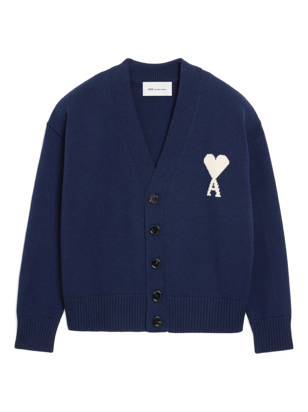 AMI Paris Ami Coeur-intarsia horn-button cardigan - Blu