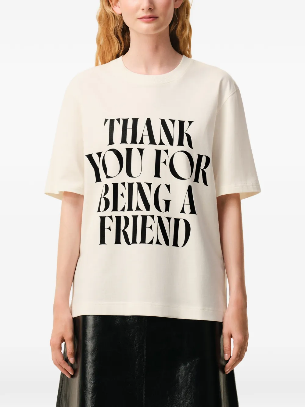 AMI Paris T-shirt met ronde hals en kenmerkende print Beige
