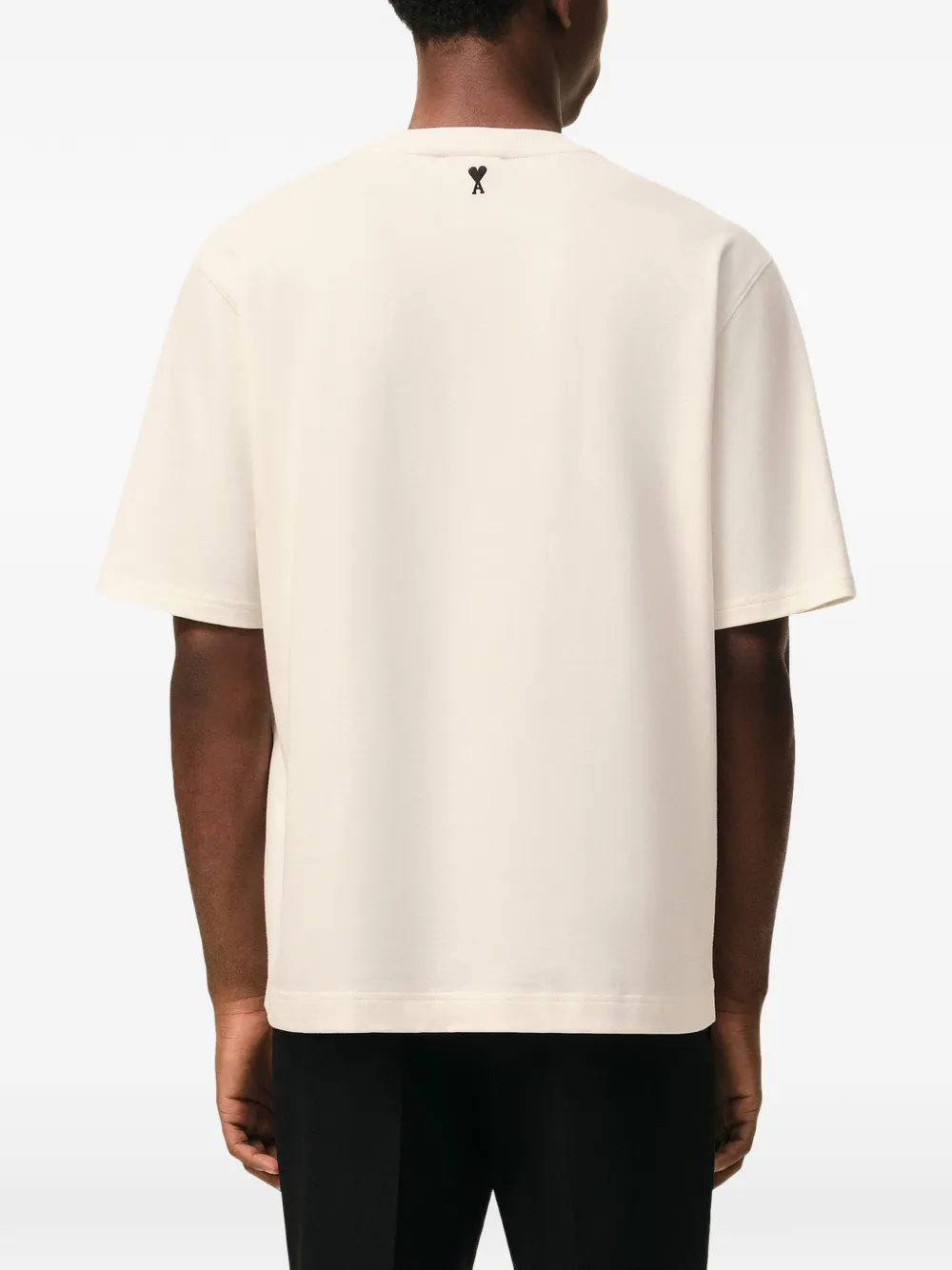 AMI Paris T-shirt met ronde hals en kenmerkende print Beige
