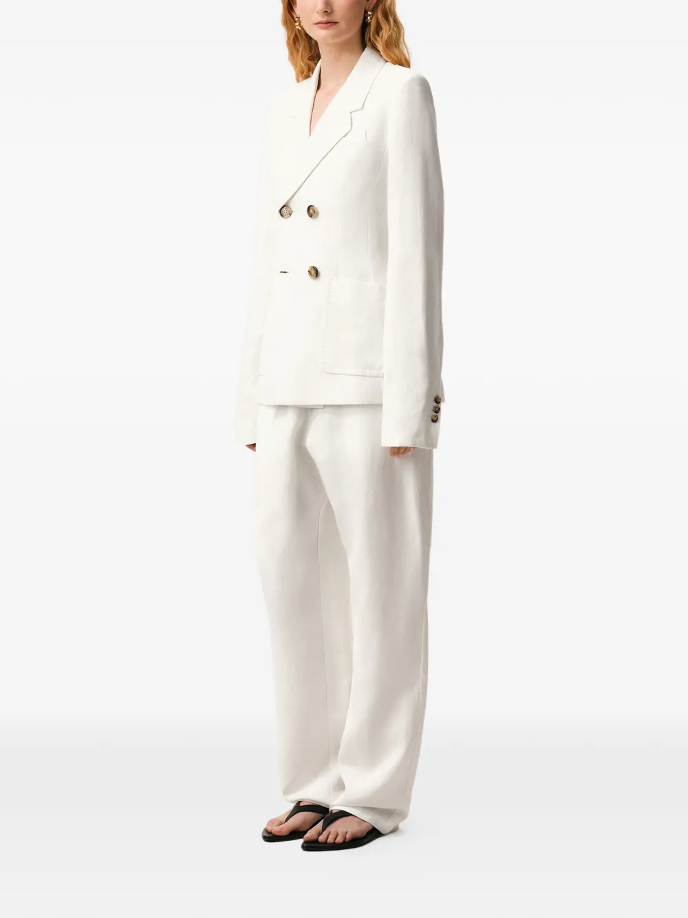  Ami Paris Double Breasted Patch Blazer - Neutrals 
