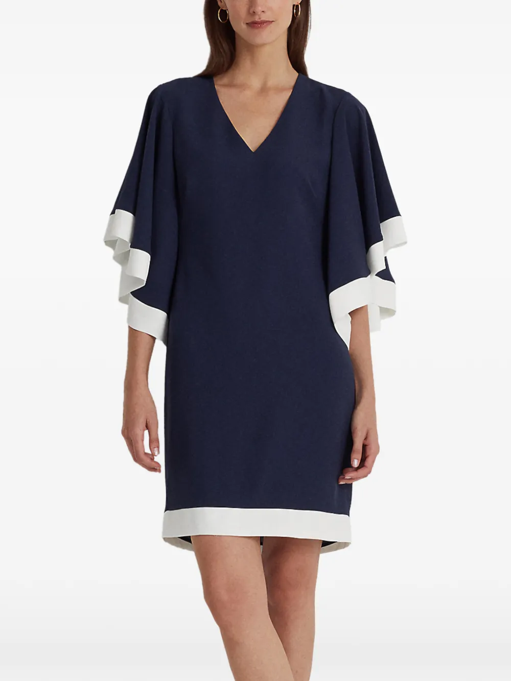 Lauren Ralph Lauren asymmetric sleeved mini dress - Blauw