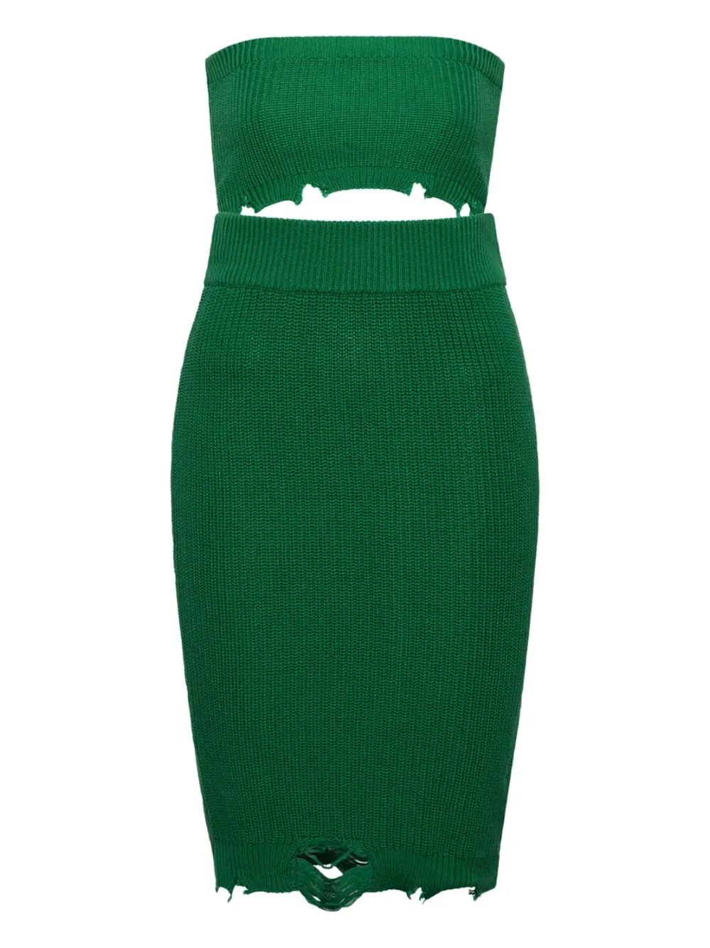 SEROYA Grace frayed mini knitted dress - Verde