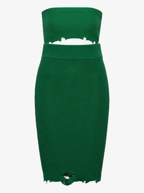 SEROYA Grace frayed mini knitted dress