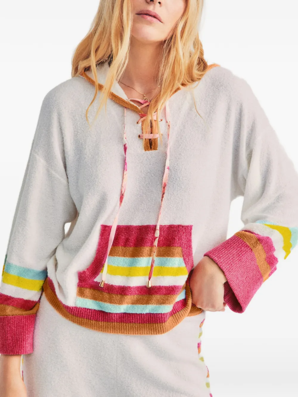 LoveShackFancy Fenmore striped hoodie - White