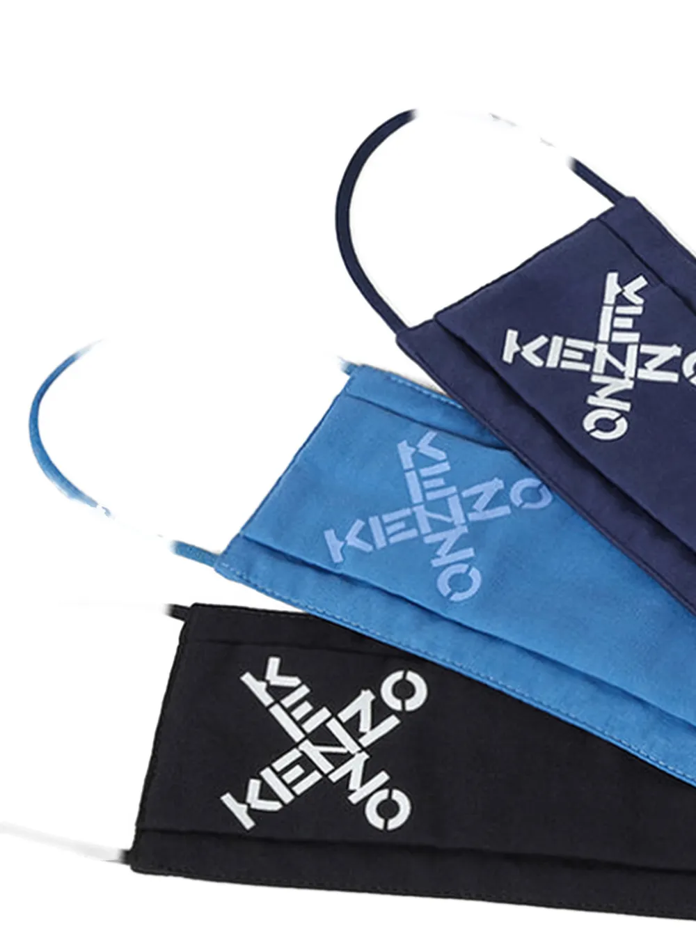 Kenzo Logo Face Masks (set Of Three) In Blue