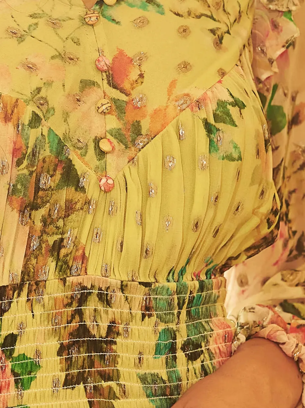 Hemant And Nandita Jolie floral-print ruffled mini dress - Geel