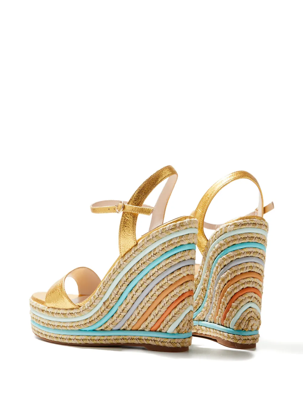 Sophia Webster raffia wedge sandals Goud