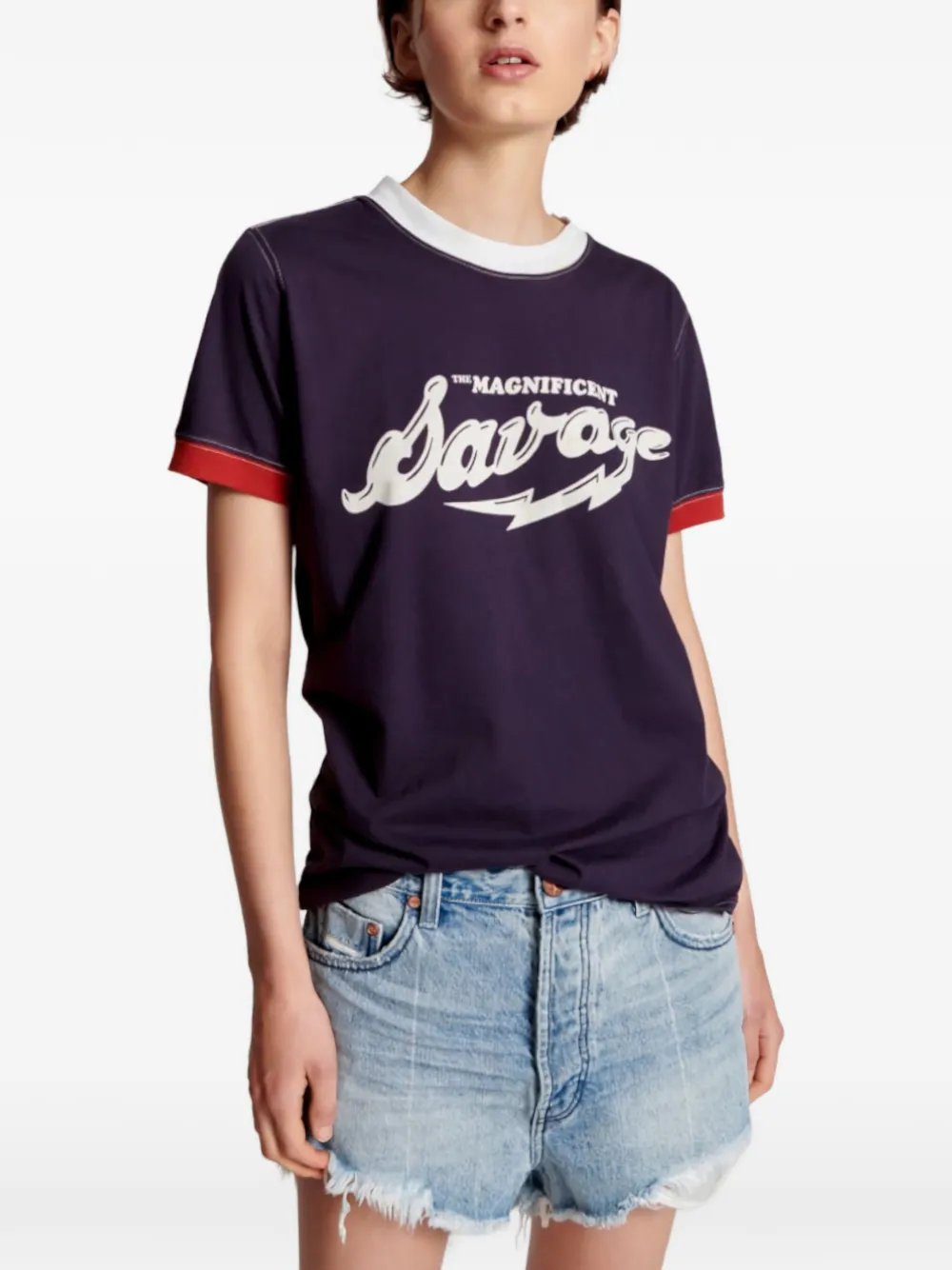  One Teaspoon Letter-print T-shirt - Blue 