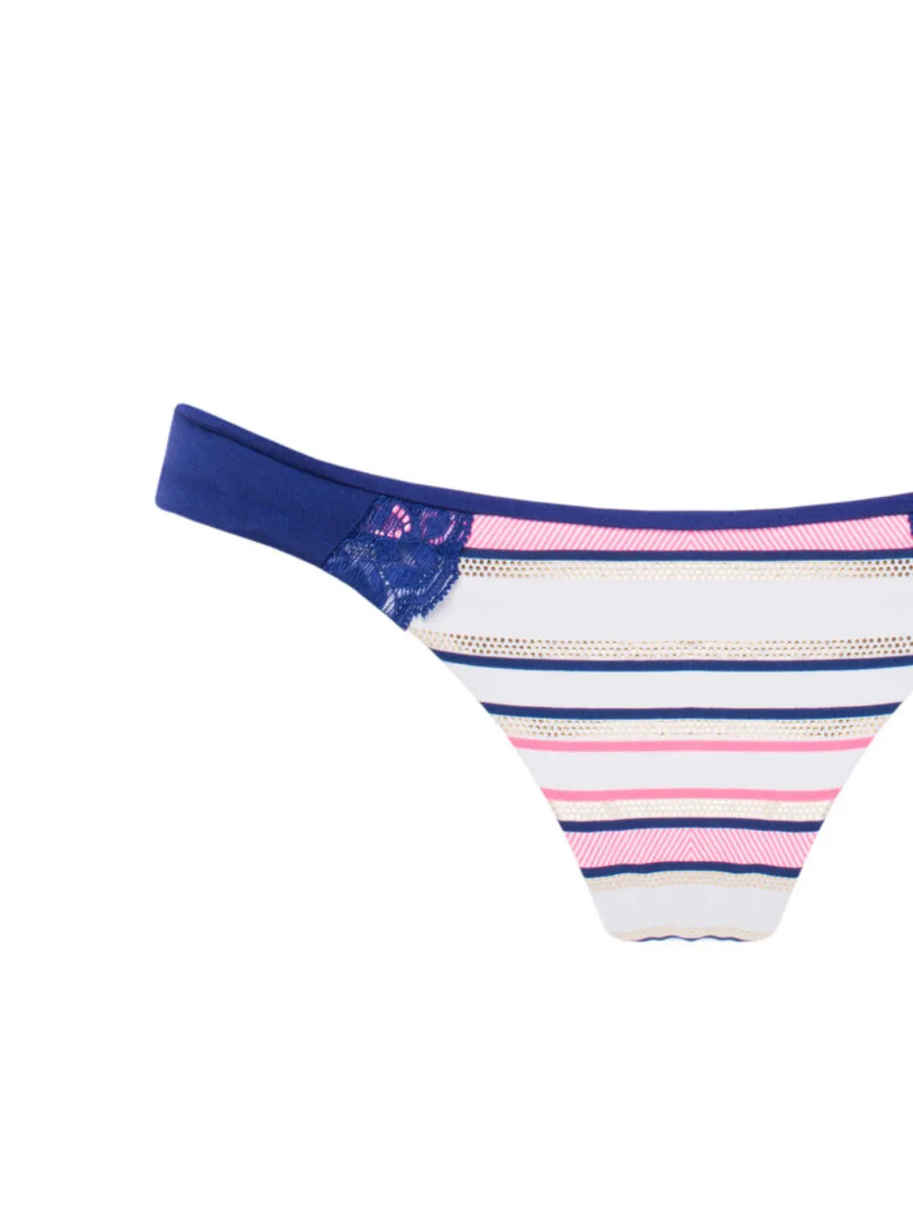  Beach Bunny Lace-detail Striped Bikini Bottom - Blue 