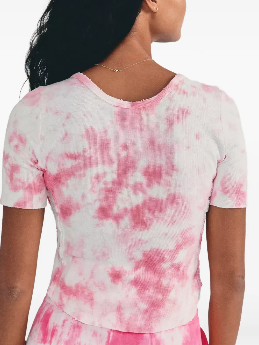 LoveShackFancy tie-dye button-detail T-shirt - Rosa