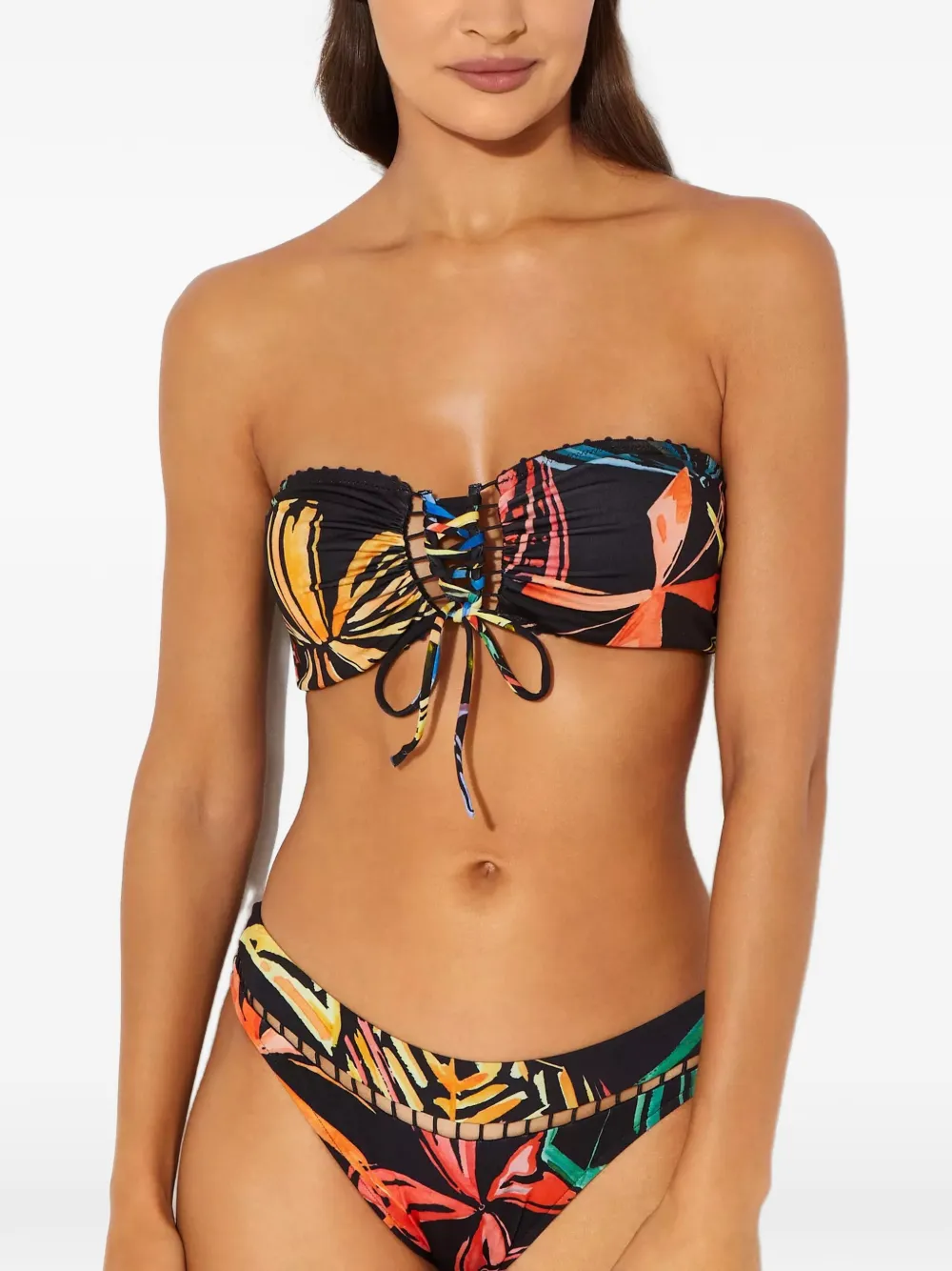 Charo Ruiz Ibiza Cecilia lace-up bikini top - Nero