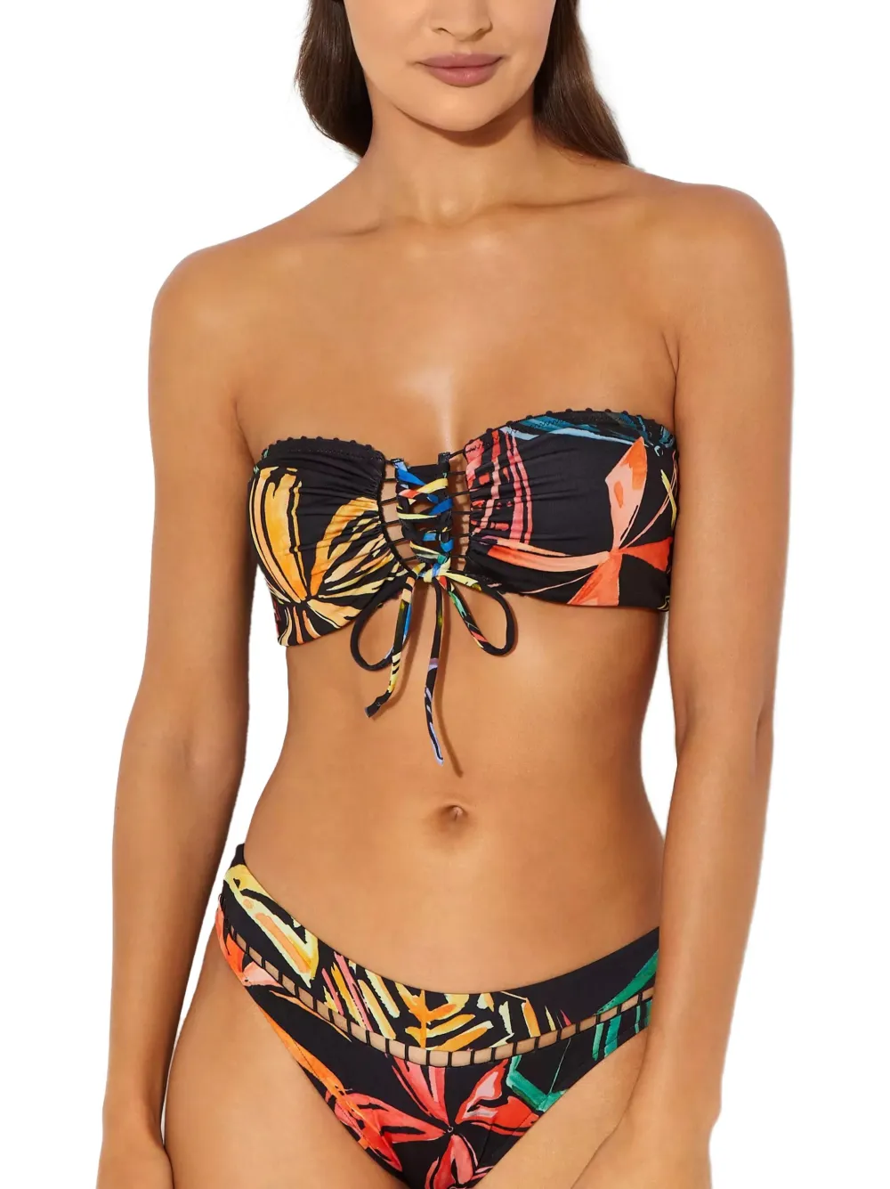 Charo Ruiz Ibiza Cecilia lace-up bikini top - Nero
