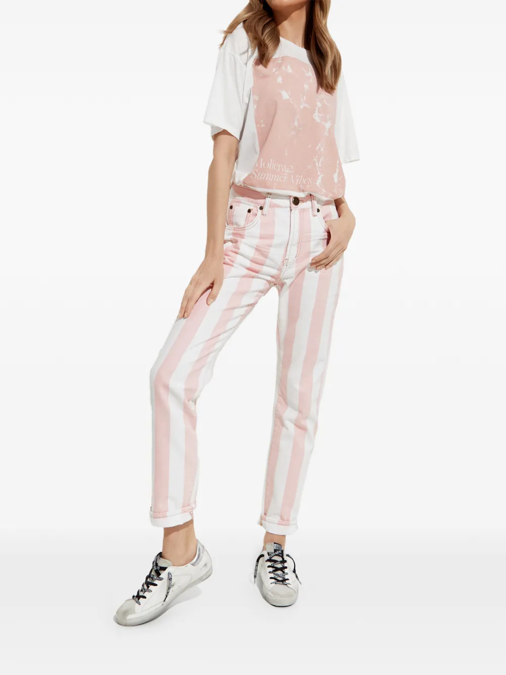 One Teaspoon x Moliera 2 striped straight jeans - Wit