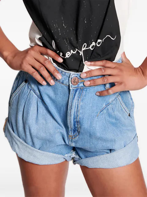 One Teaspoon high-rise cuffed-hem denim shorts
