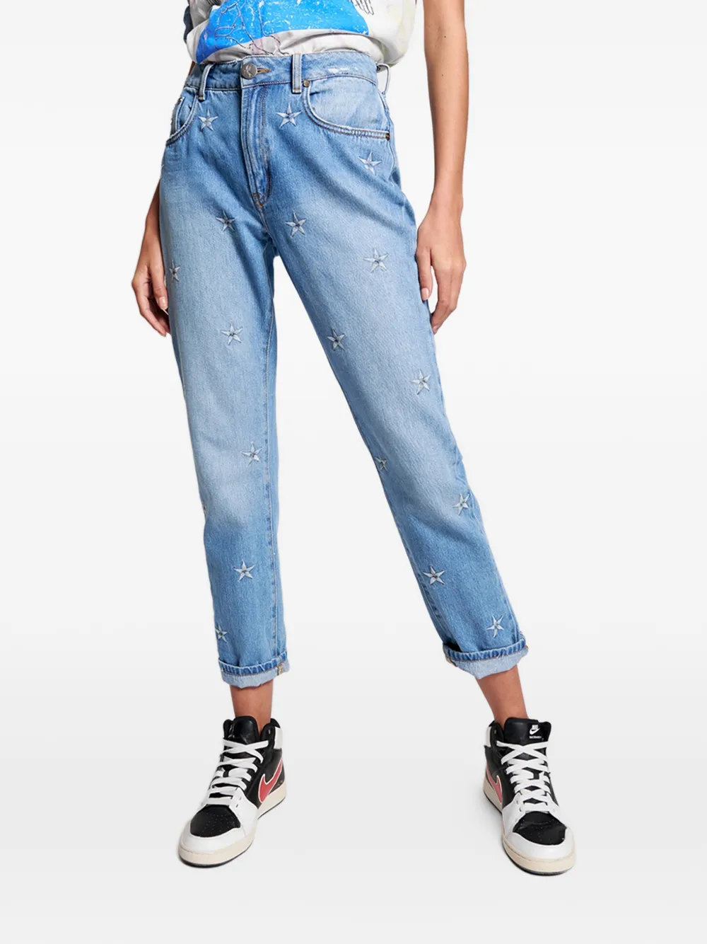 One Teaspoon star-embroidered trousers - Blau