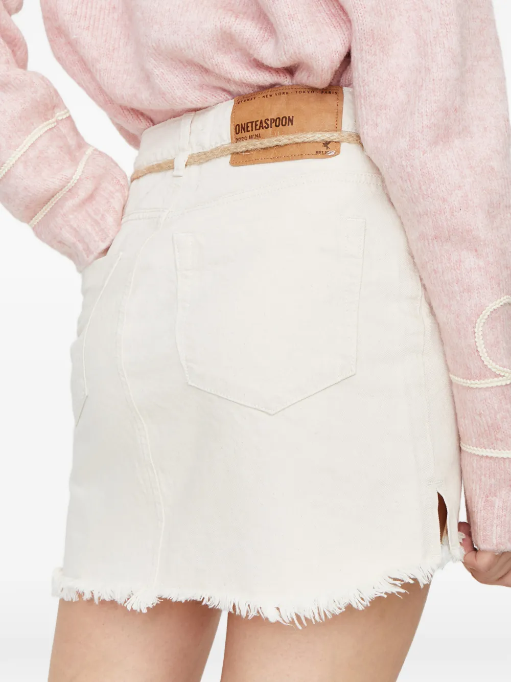 One Teaspoon Mini-rok met franje zoom Beige