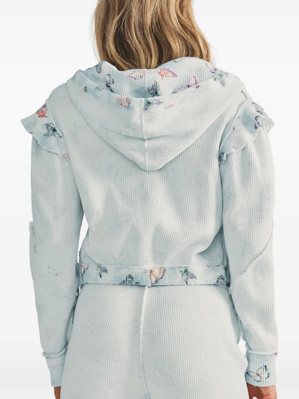 LoveShackFancy Hoodie met vlinderprint en ruches Blauw