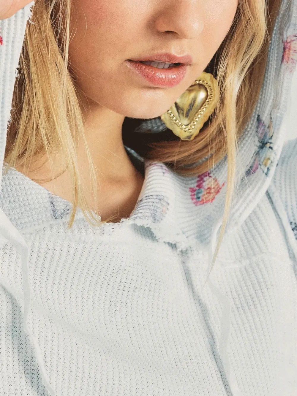 LoveShackFancy Hoodie met vlinderprint en ruches Blauw