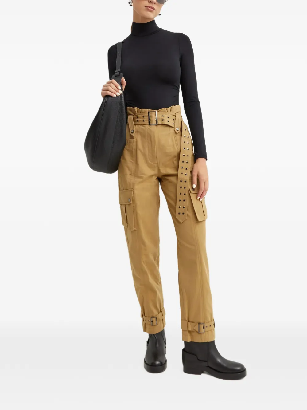 SEROYA cargo-pocket buckle-fastening trousers - Beige