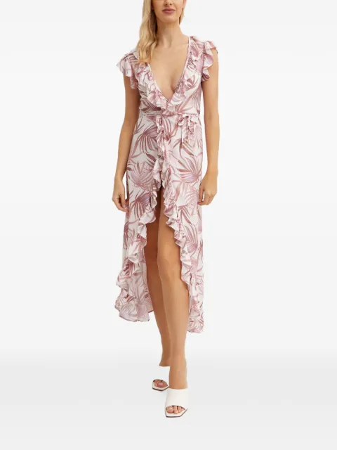 Caha Capo Dubai  Lizzie palm-print asymmetric dress