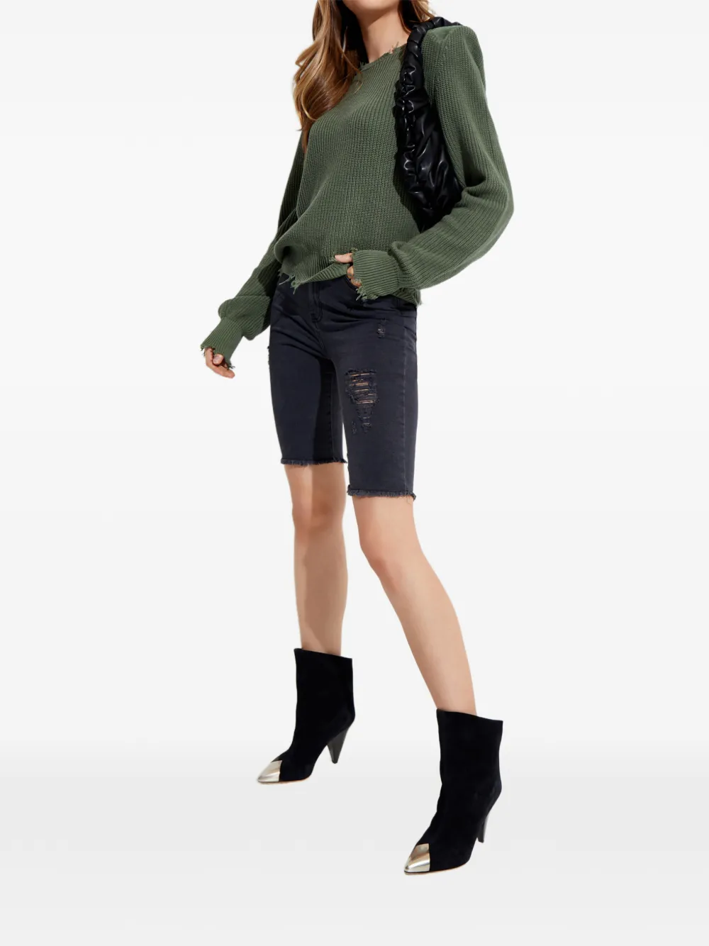 SEROYA Maya distressed-effect shorts | Knee-Length Shorts | Image 2