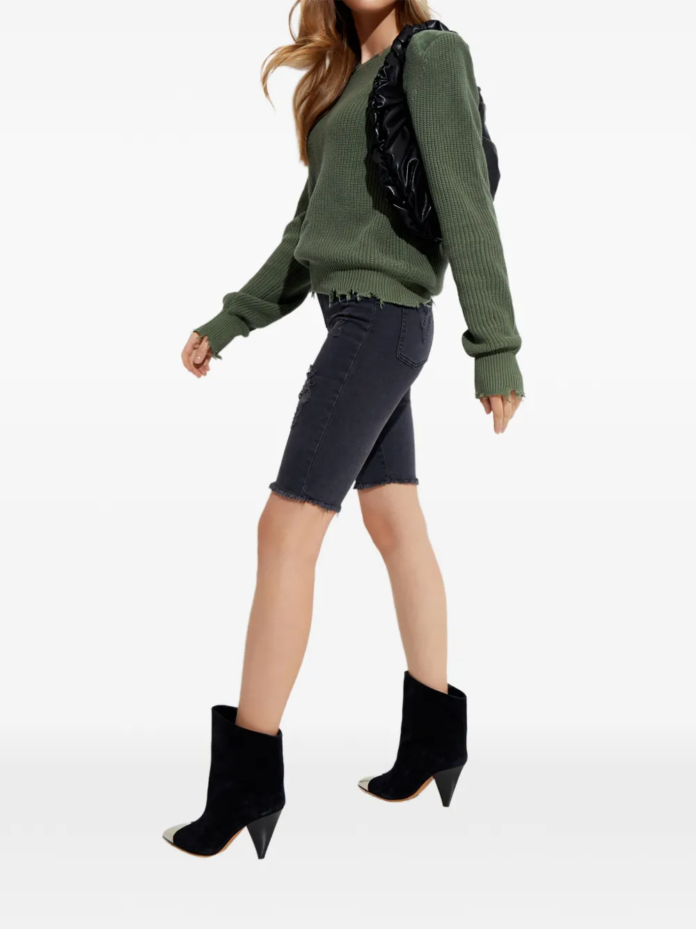  Seroya Maya Distressed-effect Shorts - Black 