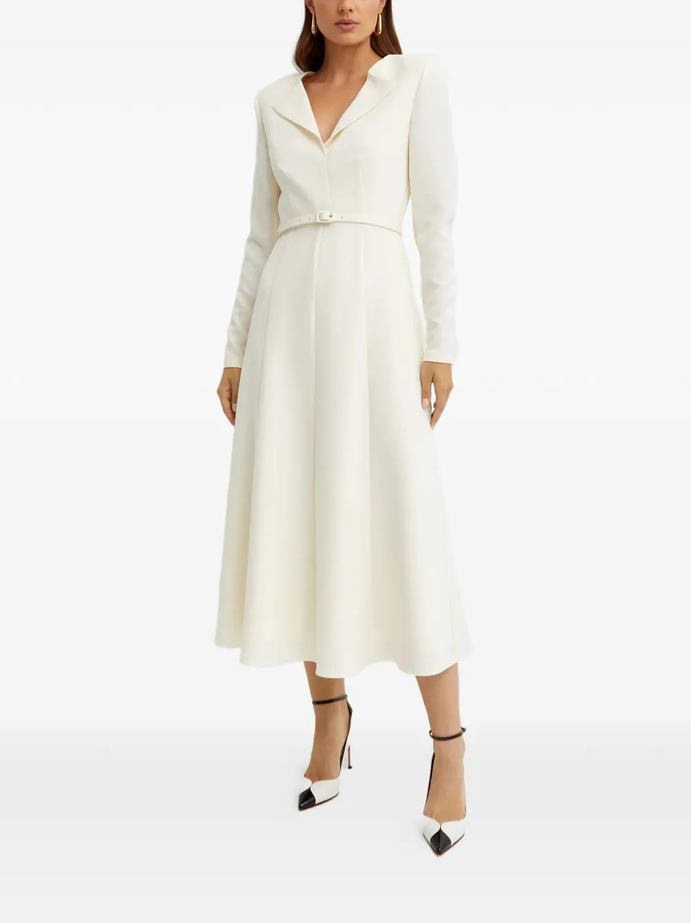 Roland Mouret V-neck belted midi dress - Beige