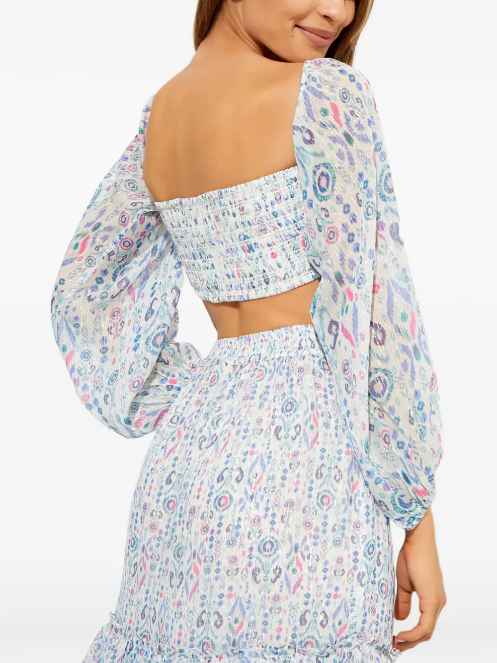 Rococo Sand Puff-sleeve Printed Top - White 