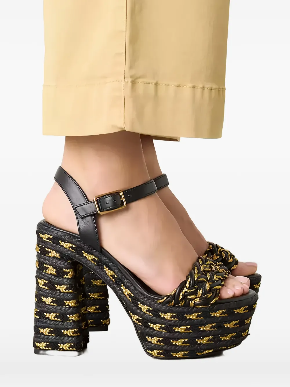 Castañer Anne geweven sandalen met plateauzool Zwart