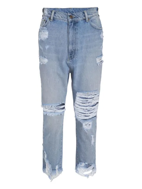 SEROYA distressed frayed trousers